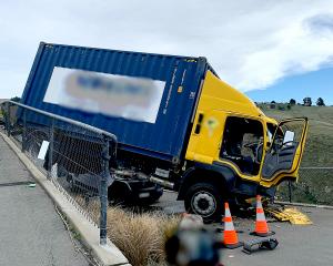 The truck nearly plummeted down the hill after crashing on Galilee Lane. Photo: Supplied