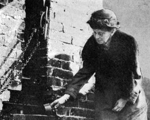 Mrs Skinner, wife of Waitahuna's first minister, lays the foundation stone for a new Presbyterian...