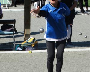 Melinda Dorn, of Timaru, in action during Excelsior Petanque Club’s annual drawn triples...