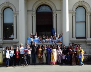 Multicultural Day participants outside the new offices of Waitaki Multicultural on Thames St last...