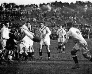 England v New Zealand match played at Tahuna Park by the rival rugby league code in August 1924. ...