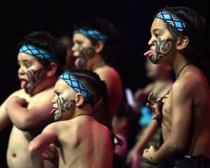 Te Kura Kaupapa Maori Otepoti perform during this year's Otago Polyfest. PHOTO: PETER MCINTOSH