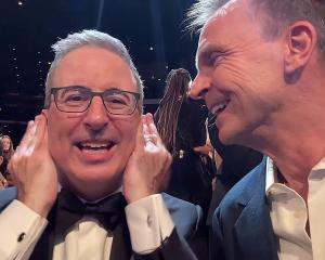 Last Week Tonight host John Oliver (left) and The Amazing Race host Phil Keoghan argue at the...