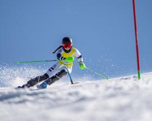 New Zealand skier Piera Hudson in action in the slalom during the Winter Games at Coronet Peak....