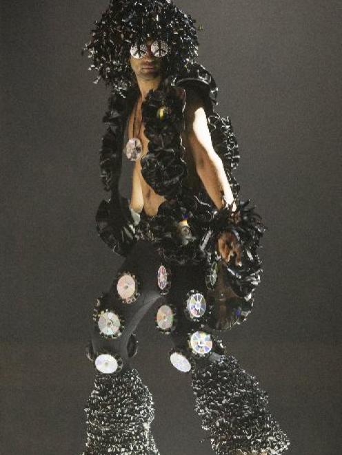 ‘‘Wear Dat Funky Music’’, by Carolyn Laing, is showcased on stage in the World of Wearable Art...