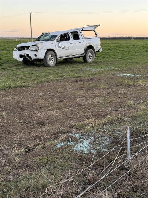 The Vetlife work vehicle flipped and rolled. Photo: Supplied