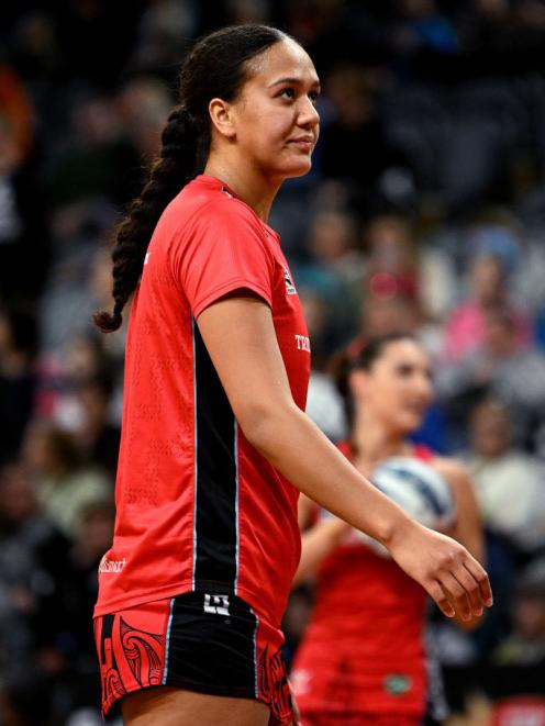 Aliyah Dunn on court for the Tactix against the Steel in Dunedin in April 2023. Photo: Getty