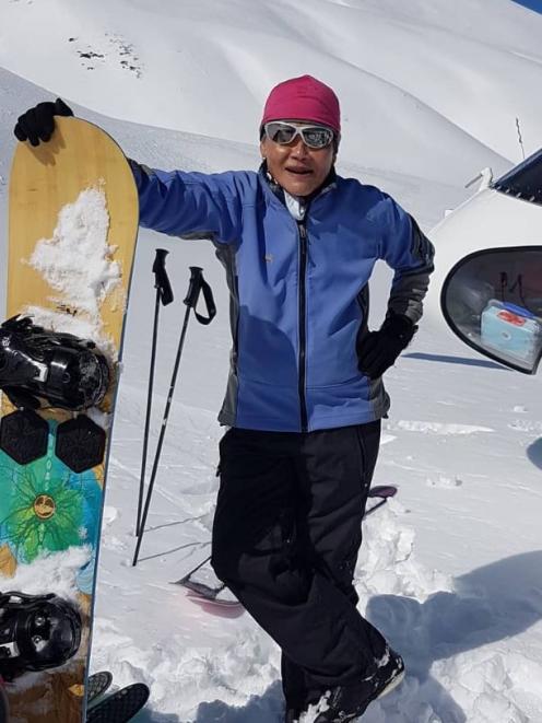 Lee Lee Heah heli-boarding at Black Peak in Wanaka. Photo: Instagram