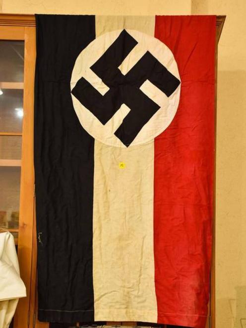 One of the three German flags emblazoned with swastikas. Photo via NZ Herald