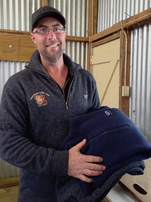 Murray Hellewell was busy selling his West Ridge jerseys which are made from Perendale lamb’s wool.