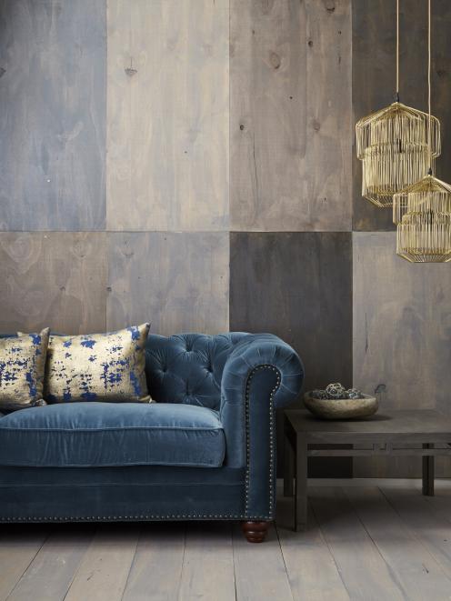 Create a stunning textural feature wall with rectangles of plywood stained in a variety of stains...