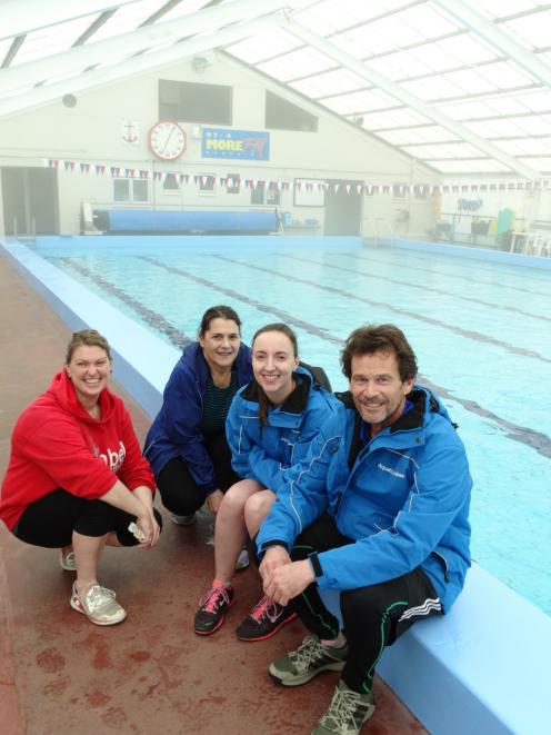 Excited to be back  at the Port Chalmers Pool are (from left) lifeguards Carly Hutton, Nikki...