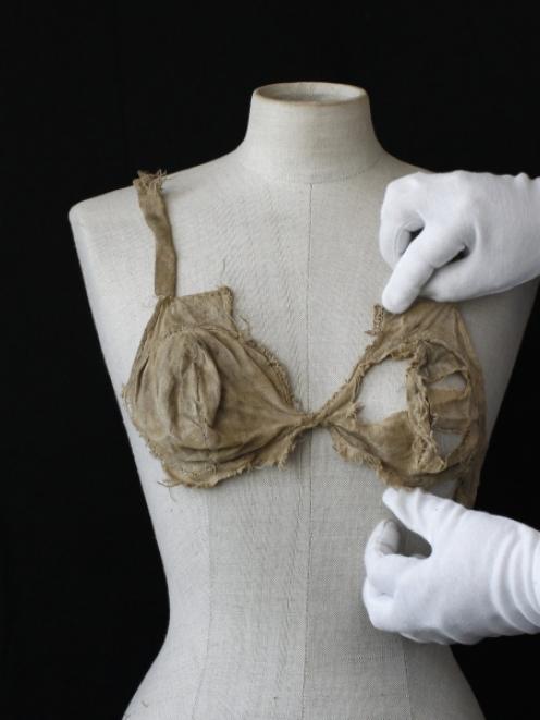 A brassiere from the late Middle Ages is pictured at the University of Innsbruck, archaeology...