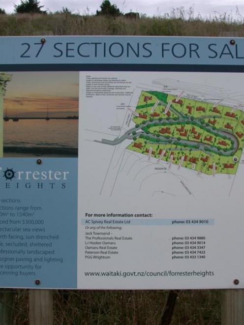 An advertisement for the proposed Forrester Heights subdivision. Photo by David Bruce.