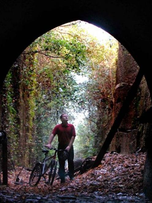Dunedin biker Gerard Hyland enters the Caversham portal.