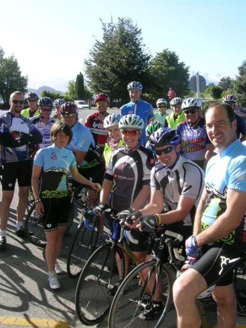Former Olympian and Commonwealth cyclist Jon Andrews (front right) with some of the Wanaka Monday...
