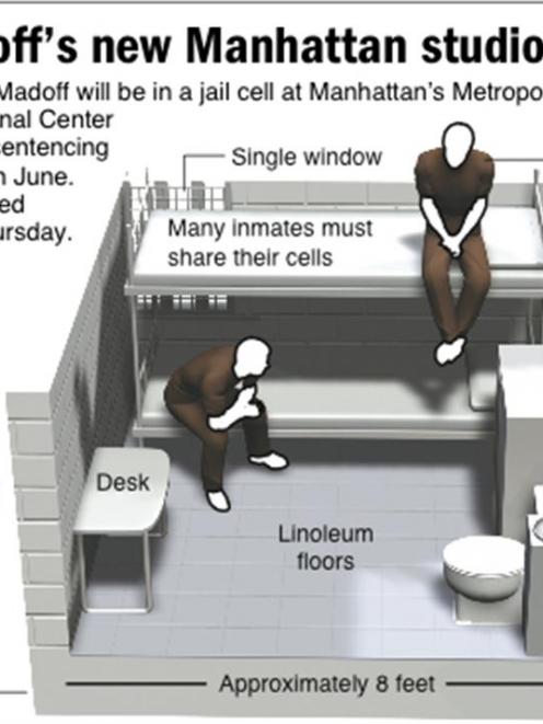 Graphic diagrams Bernard Madoff's cell at the Metropolitan Correctional Center.