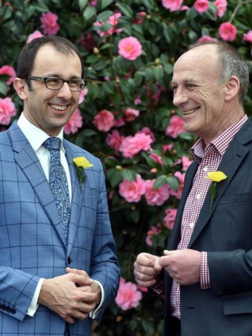 Medical oncologist Chris Jackson (left) and Otago Southland Cancer Society chief executive Mike...