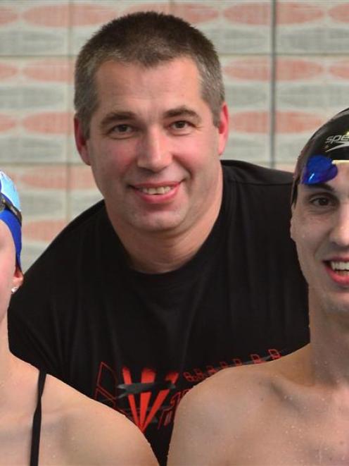 Moana Pool coach Gennadiy Labara and Otago swimmers Kate Godfrey and Matthew Glassford are...