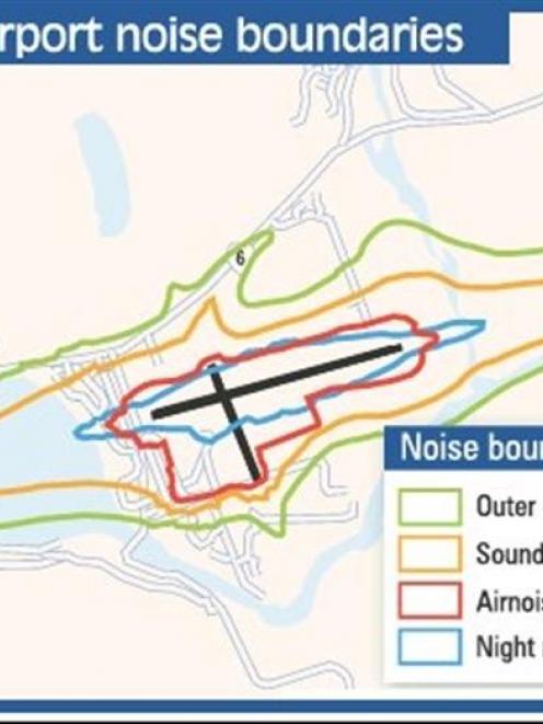 Queenstown Airport's proposed noise boundaries. ODT graphic.