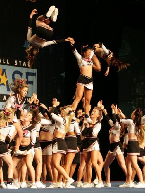 The NZ All Star senior all girl team's competes during the 2009 Cheerleading Worlds finals day at...