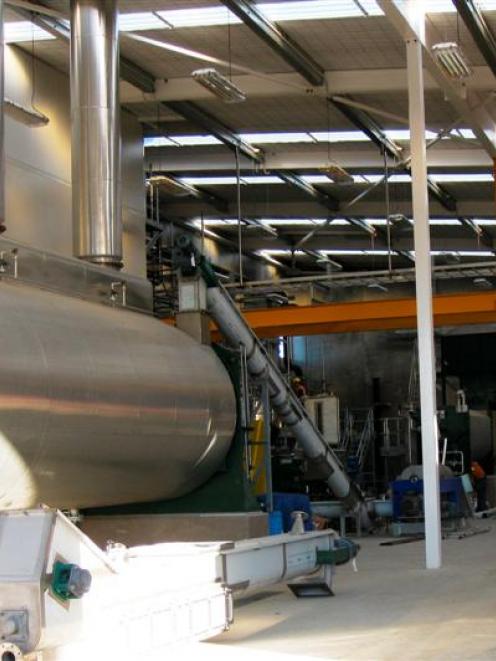 The rendering drier in the new rendering plant at Alliance Group's Lorneville plant. Photo by...