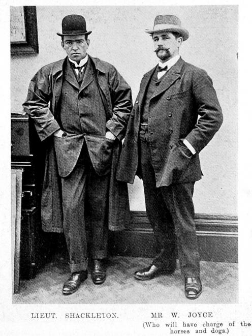 Lt Ernest Shackleton (left) and  Mr W Joyce, who had charge of the horses and dogs. Photo: Otago...