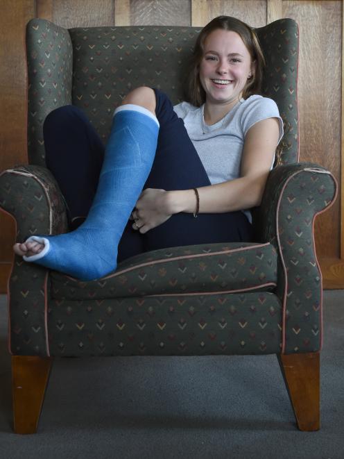 Para-athlete Anna Grimaldi at home yesterday as she waits for the stress fracture in her foot to heal. Photo: Gregor Richardson