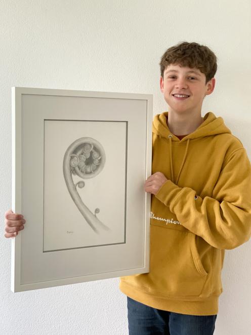 Benji Watson-Palmer with the pencil drawing he is exhibiting at the RenewArt exhibition in...