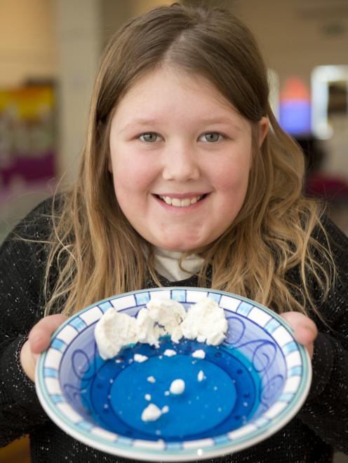 Marion McMullan holds her glacier-inspired entry at the Great Rockcake Bakeoff in Dunedin on...