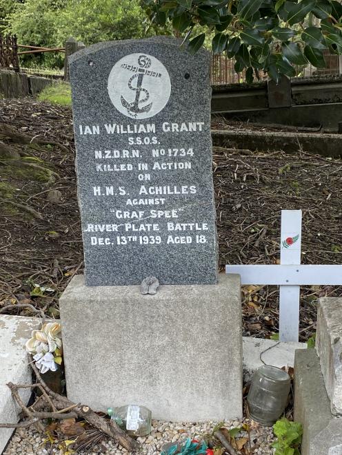 he Northern Cemetery memorial for Ian William Grant, who was killed in action at the Battle of...