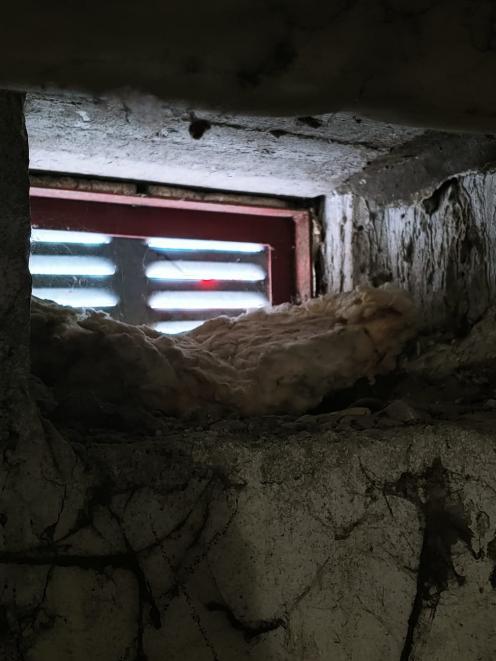 The only window in the Bucha basement Oleksiy Babansky sheltered in. PHOTO: OLEKSIY BABANSKY