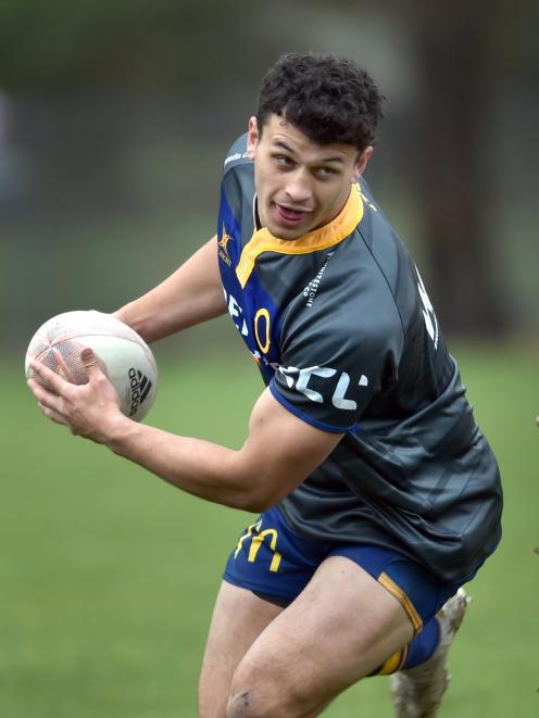 Jake Te Hiwi trains with the Otago team at Logan Park yesterday. PHOTO: PETER MCINTOSH