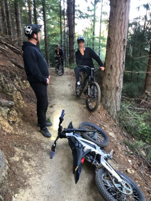 Mountain bikers on Queenstown’s Salmon Ladder trail were last week surprised by this e-motorbike...