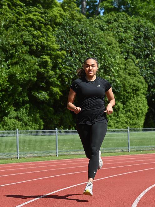 Dunedin runner Jordan Evans-Tobata gets in some final laps at the Caledonian Ground before her...