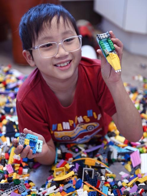 Arthur Yonatan, 9, of Dunedin, builds boats and cars with Lego bricks at the NZ International...