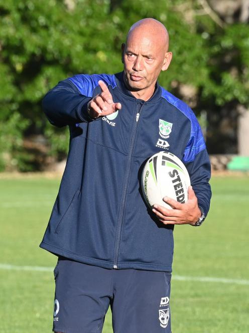Tony Iro coaching with the Warriors rugby league academy at Logan Park earlier this year. PHOTO:...