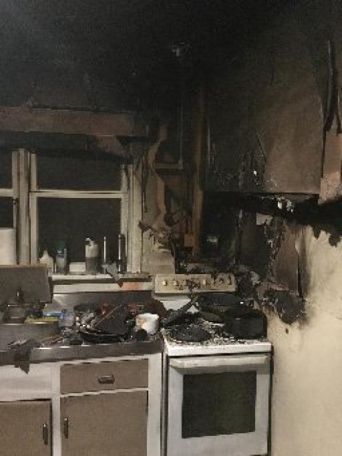 The  kitchen in a Heriot Row flat was badly damaged by fire. PHOTO: SUPPLIED