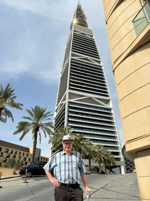 Mountain Scene’s Philip ‘Scoop’ Chandler by one of Riyadh’s myriad skyscrapers. PHOTO: SUPPLIED