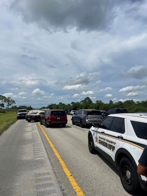 Police vehicles at the scene in West Palm Beach, Florida. Photo: Martin County Sheriff's Office...