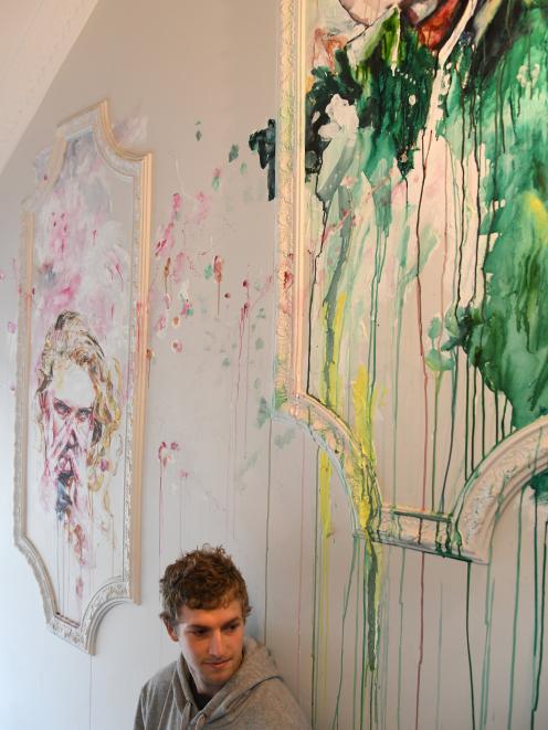 Tyler Kennedy Stent with his work in the foyer at the Artist Room. Photo: Craig Baxter