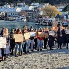 Black Lives Matter campaigners gather on Queenstown Beach. PHOTOS: MATTHEW MCKEW