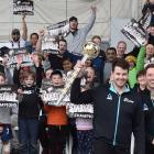 Standing before crowds of supporters on  The Amazing Mace tour at Forsyth Barr Stadium in Dunedin...