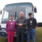 Waitaki Mayor Alex Familton (centre) chats with Margaret (68) and John Spain (70) in Palmerston...