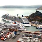 Cruise ships Europa (front) and Celebrity Solstice at Port Chalmers last December. Photo by Peter...