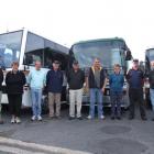 East Otago Coachways drivers at East Otago High School on the last day of the high school bus...