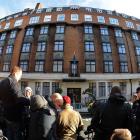 Media wait outside the King Edward VII hospital.  REUTERS/Toby Melville