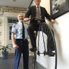 New Zealand Police Association president Greg O'Connor samples a taste of Oamaru yesterday,...