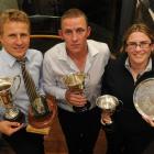 Otago cricket award winners (from left) Neil Wagner, Craig Cumming and Tanya Morrison with their...