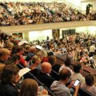 The bumper crowd attending the Tally Ho concert in the Dunedin Town Hall on Saturday night. Photo...